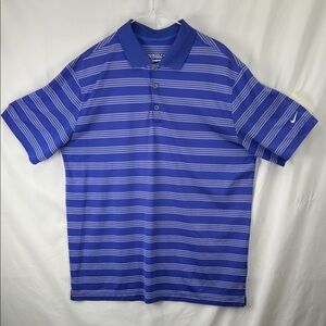 Nike Golf -Mens Golf Shirt -Blue w White Stripes -XL - Tour Performance -Dri Fit